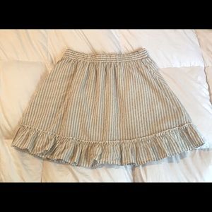 Tan and White Striped High-Waisted Skirt